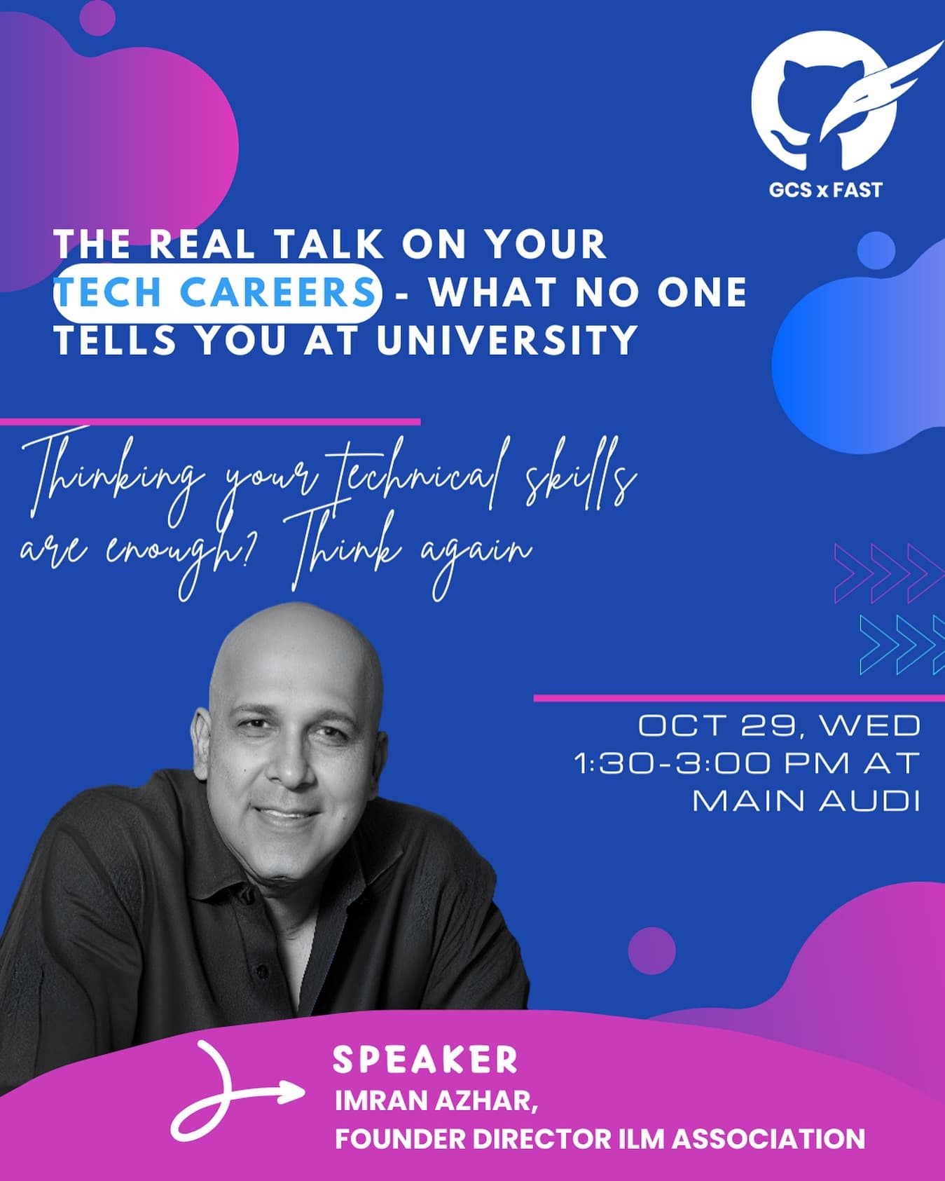 Poster for The Real Talk on Your Tech Careers, featuring Imran Azhar